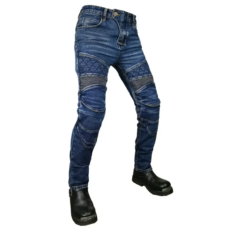 

Motorcycle Riding Jeans Pants With Protective Gear Built-in Wear-resistant Fireproof Kevlar Protective Layer On Hips And Knees