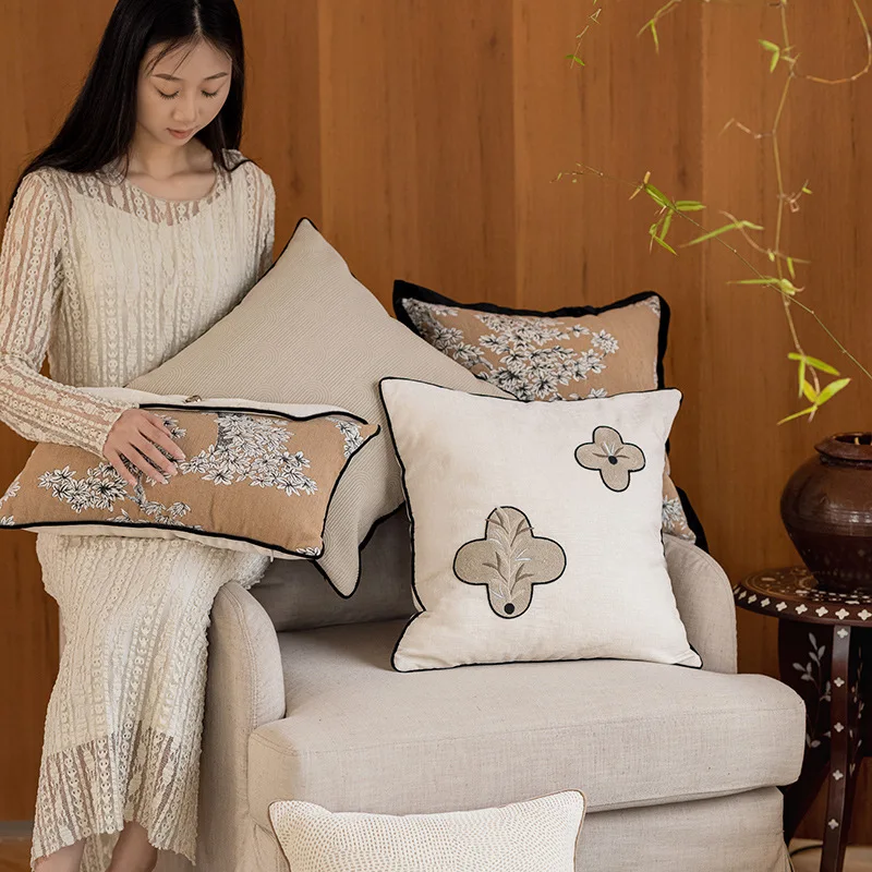 45x45CM Embroidery Retro Throw Pillow Cover Modern Minimalist Stamping Waist Cushion Cover Decor Home Decorative Pillowcase