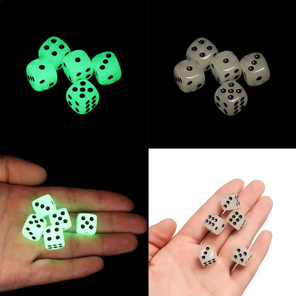 

5Pcs Fun Night Bar 14mm 6 Sided Round Corner Luminous Game Dices Noctilucent Dice Cubes Drinking Tool