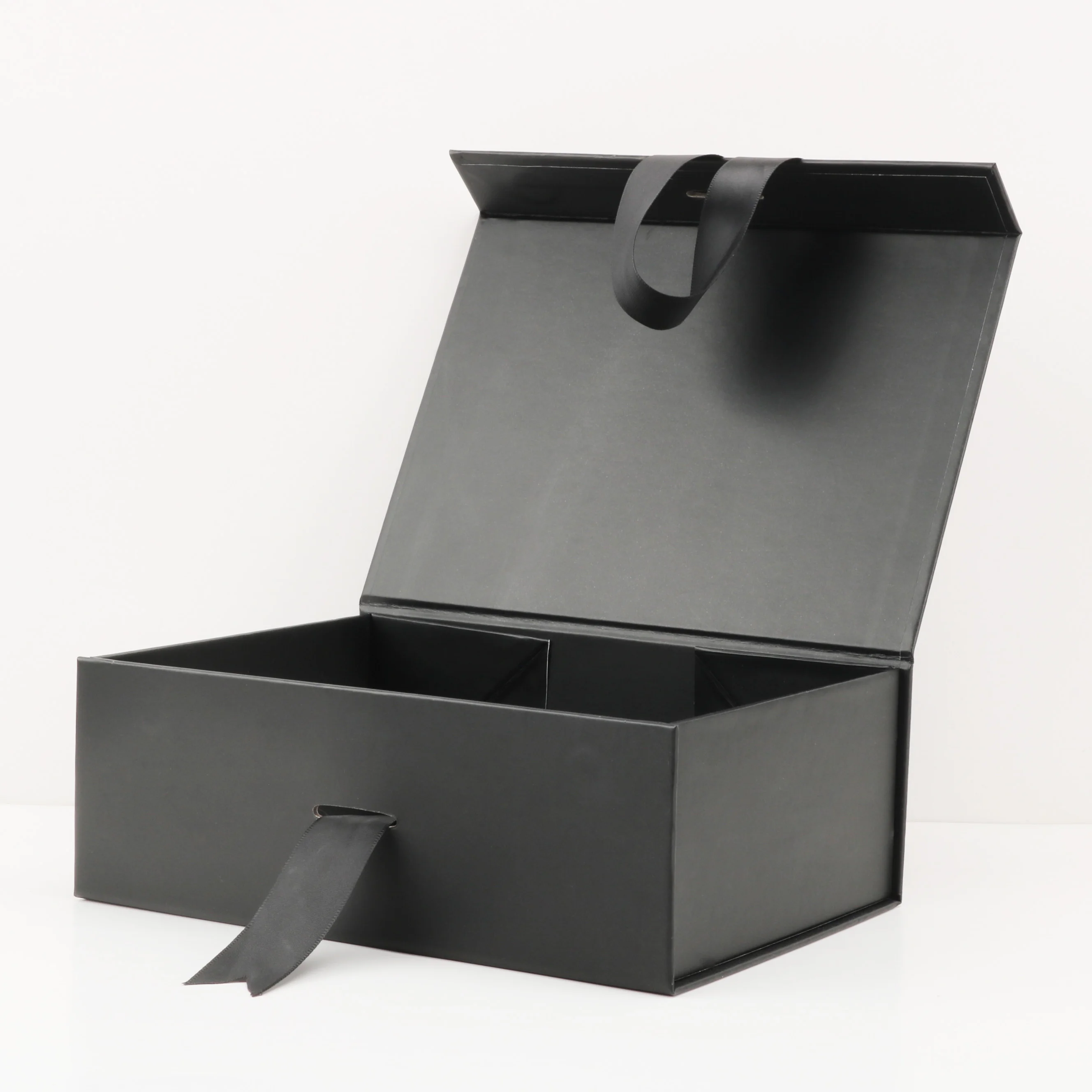 Caja de regalo de cinta abatible magnética, CAJA PLEGABLE negra para cumpleaños, vacaciones, suministros de fiesta, caja de cartón, ventas directas