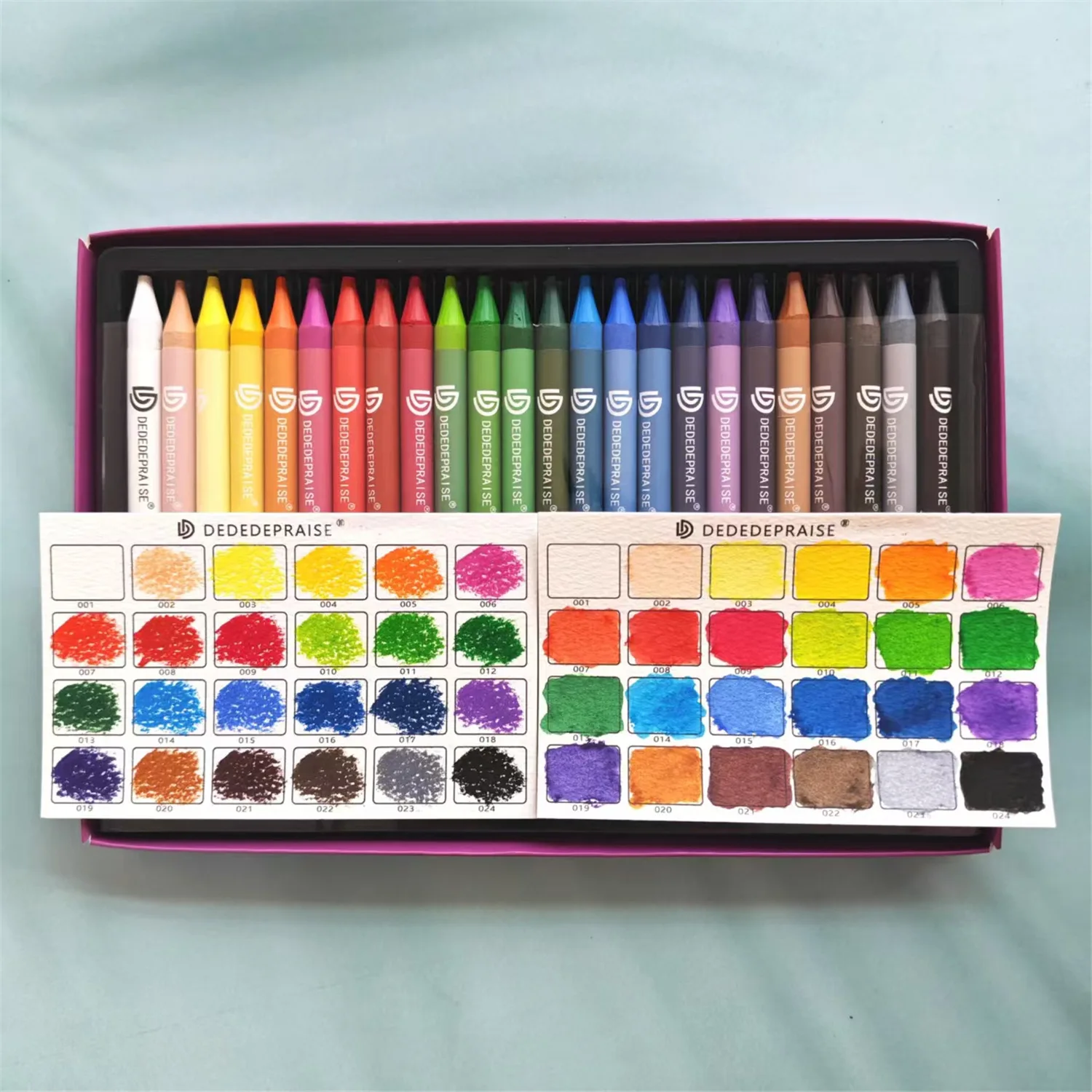 24 Color Woodless Watercolor Pencil Set, Water Soluble Colored Pencils for Professional Drawing Sketching and Watercolor