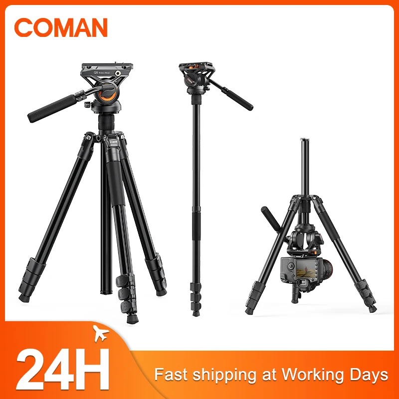 Профессиональный монопод COMAN KX3939 PLUS с флюидной головкой Q6 для штативов Manfrotto, DJI RS и моноподов для DSLR-камер