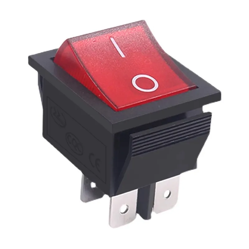 16A 4-Pin 2-Speed Ship Type Switch Copper With Light Treadmill Steaming Bucket Oven Rocker Switch Row Plug Switch