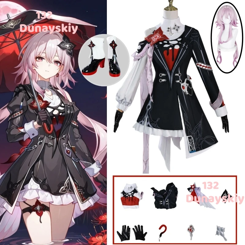 

Honkai Star Rail Evernight Косплей Костюм Парик Платье Головные уборы Аксессуары Перчатки Опора для игр Женщины Амфореус 7 марта Вечеринка