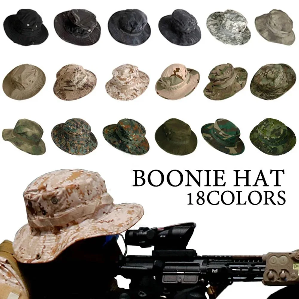 Camouflage Boonie Hat Tactical Bucket Hats Panama Summer Sun Protection Caps Outdoor Sports Hiking Fishing Hunting Climbing Caps