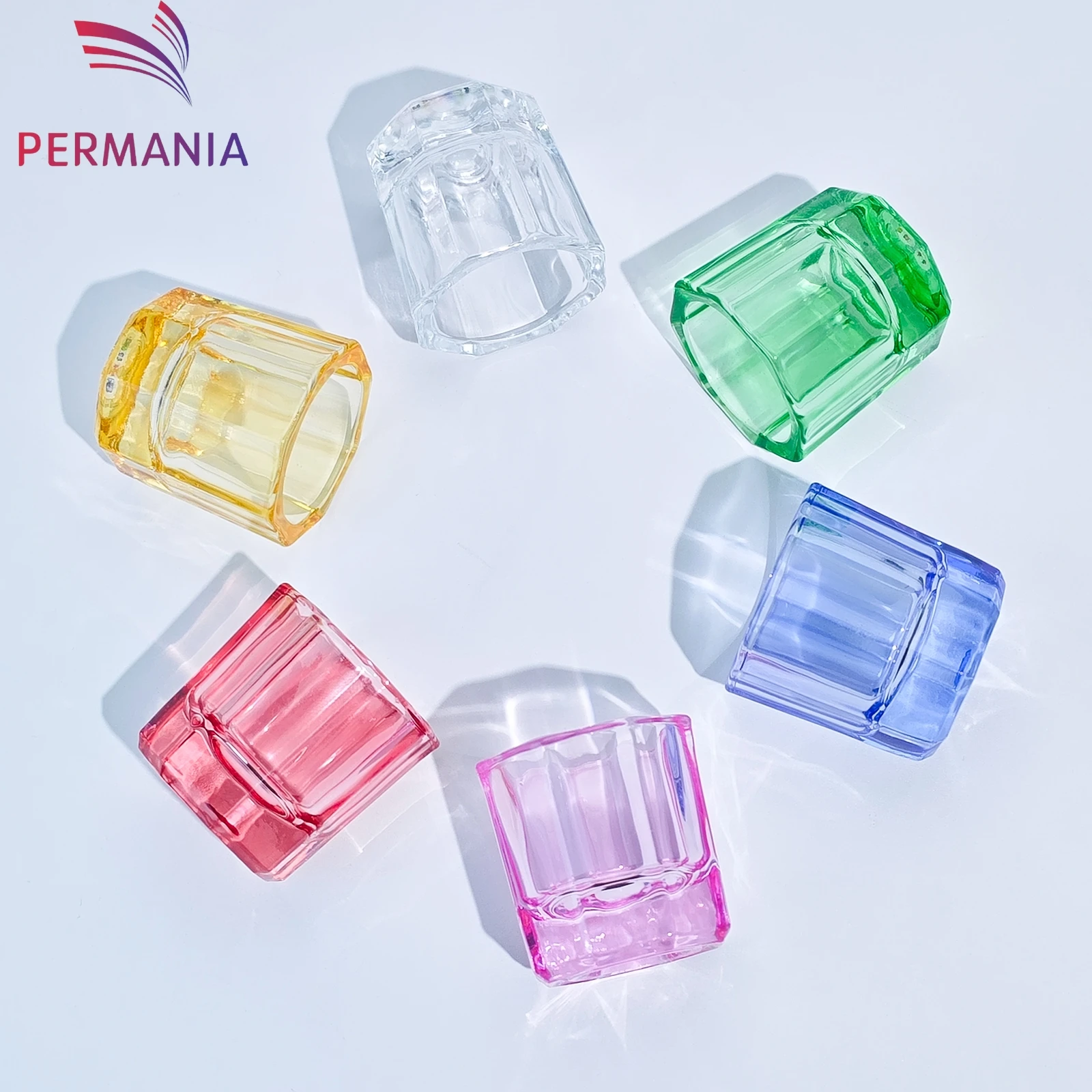 Miski szklane PERMANIA, naczynie, kubek do mieszania, pojemnik na proszek o ośmiokątnym kształcie do użytku domowego, materiał do laboratorium dentystycznego lub kubek do mieszania kleju do liftingu rzęs.