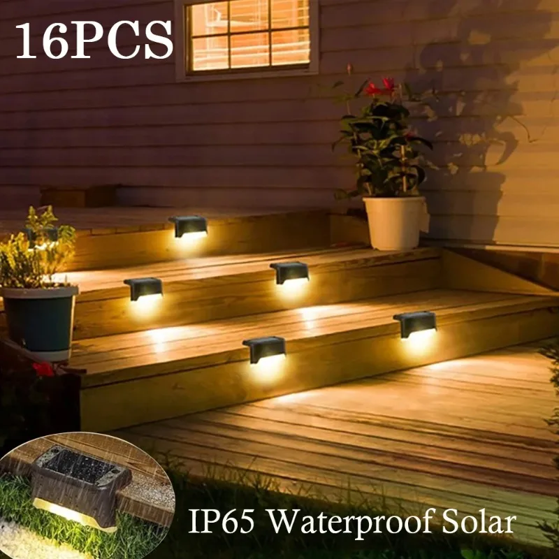 1/4/16Pack LED Solar Stair Light Lamp Waterproof Passage Courtyard Guardrail Step Night Light for Outdoor Garden Borders Terrace