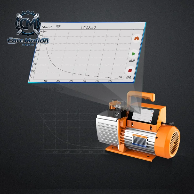 Vacuum Pump 7/9/12 CFM 2 Stage Intelligent Rotary Vane Vacuum Pump HVAC Touch Screen, Data Logging, Storage Via App