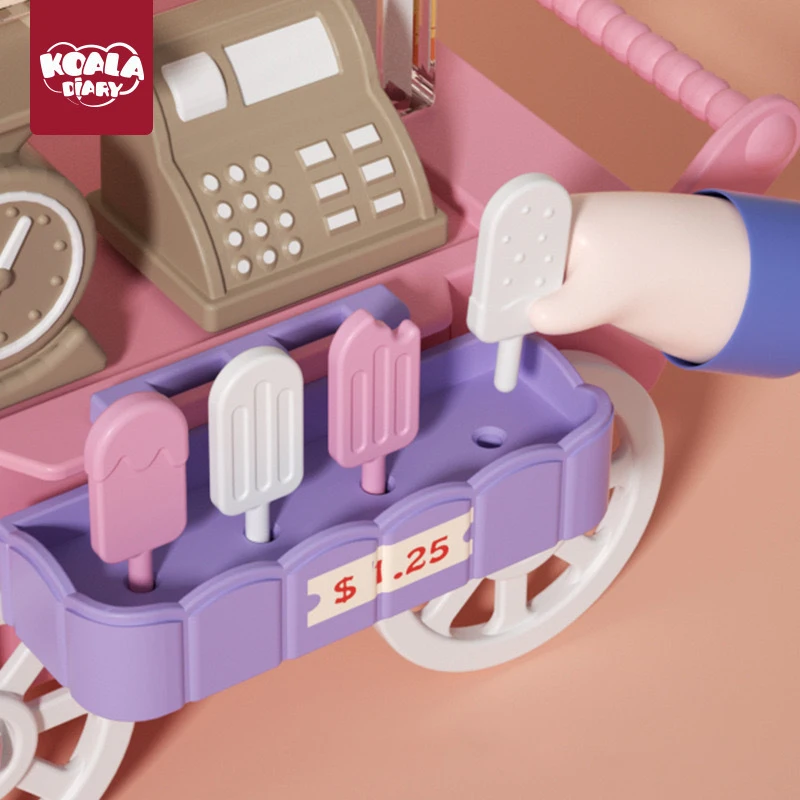 Koala Dagboek Kinderen Speelhuis Speelgoed Simulatie IJsautomauto Miniatuur Miniatuur Scène Poppenhuisaccessoires met verlichting