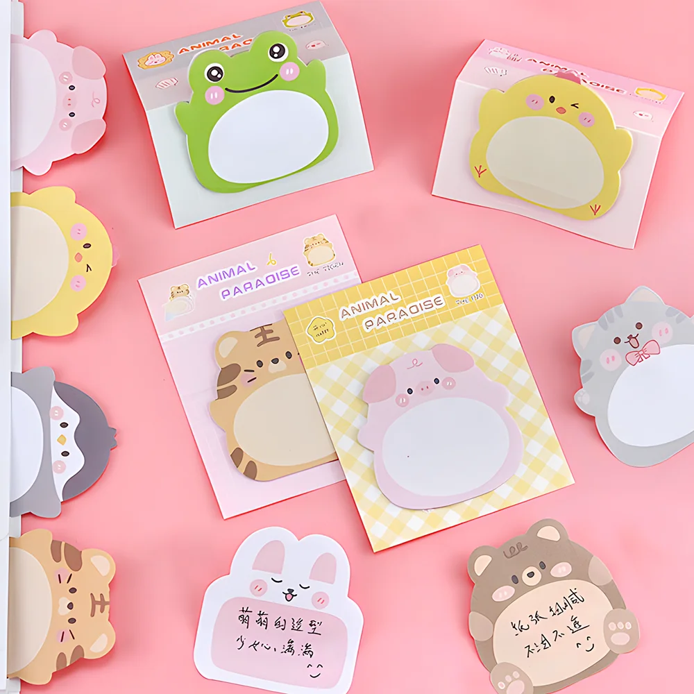 Cartoon Funny Cute Sticky Notes Animal Cat Frog Pig Bear Rabbit Memo Pad Post Notepad Girls Kids Stationery Index Tab Check List