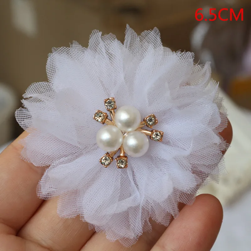 10PCS/Lot White Series Camellia Rose Chiffon Fabric Artificial Flower Head For Wedding Dress Clothing Decoration Headdress