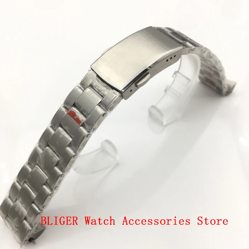 BLIGER  Surface aseptic silver strap 20mm suitable for men's 40mm Mechanical Sport Leisure Watch