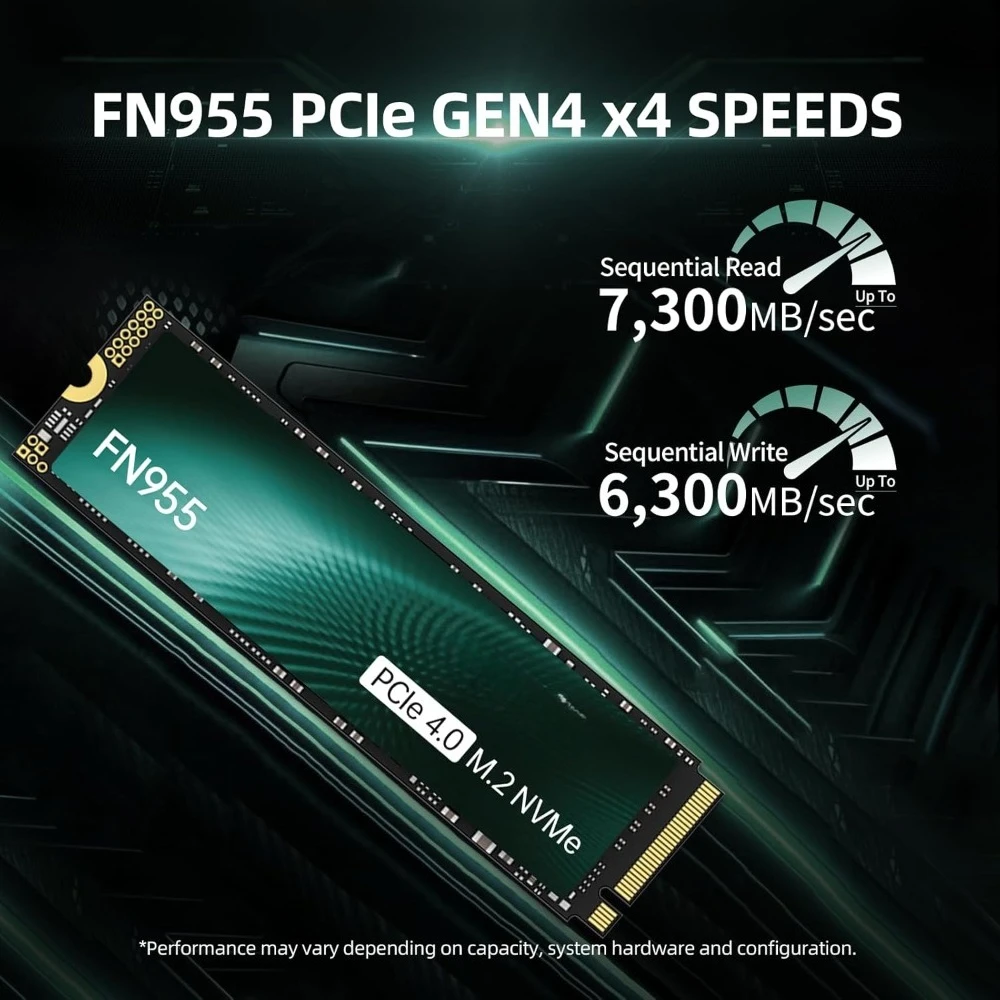 جديد FN955 4 تيرا بايت NVMe SSD M.2 2280 PCIe Gen4x4، ما يصل إلى 7300 ميجابايت/ثانية، محرك أقراص الحالة الصلبة الداخلي NAND TLC Flash، تكوين ذاكرة تخزين SLC #2
