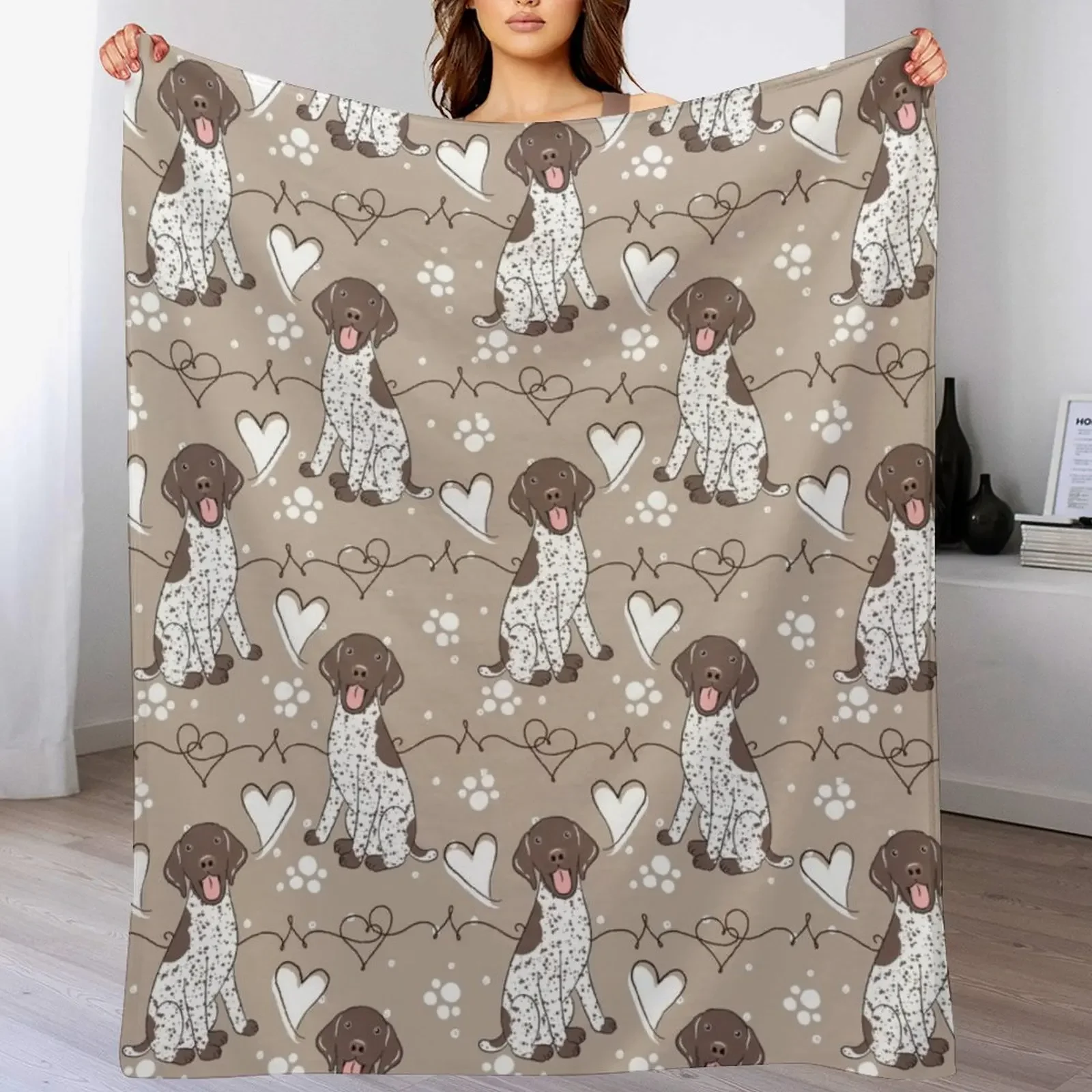 

LOVE German Shorthaired Pointer GSP - Liver and White 2 Throw Blanket Plush Decorative Throw Shaggy Blankets