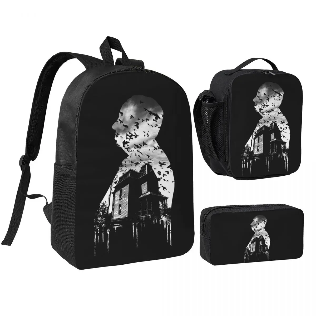 

Alfred Hitchcock Collage Backpack Boys Girls BookBag School Bag Shoulder Bags 3ps Insulated Lunch Bag Pencil Case