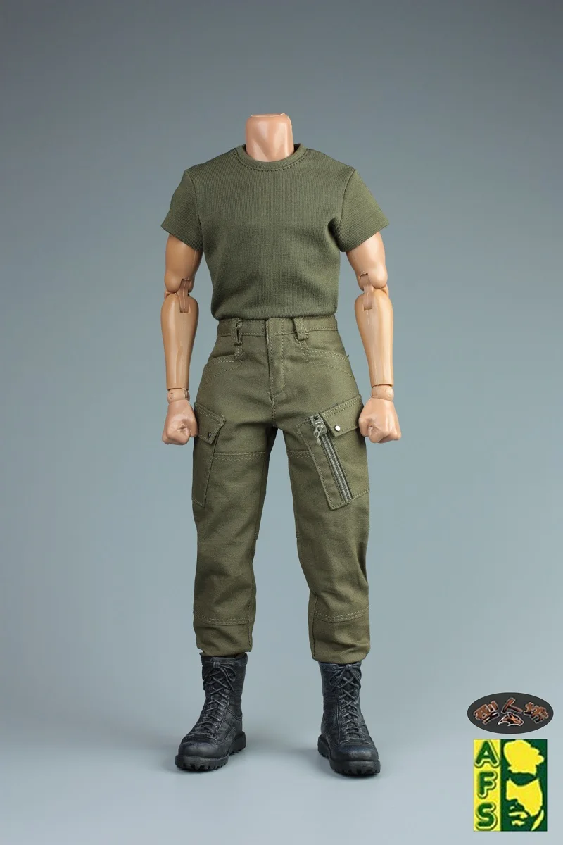 AFS 1/6 Male T-shirt Combat Pants Casual Trousers Soldier Tactical Clothes Model Fit 12'' Soldier Action Figure Body Dolls