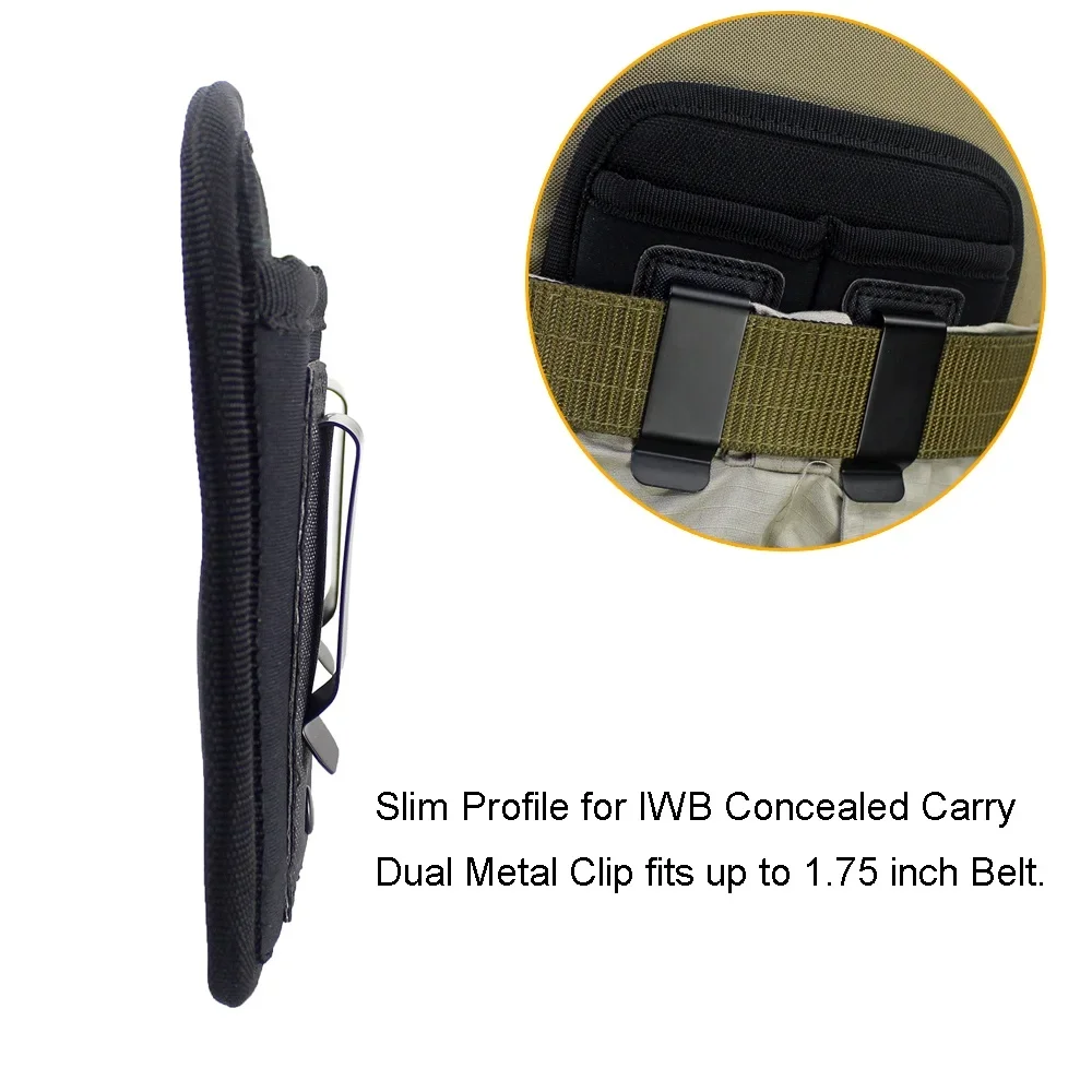 Concealed Carry Double 9mm Magazine Pouch Holster Glock 17 19 Beretta M9 Sig G2C Gun Mag Holder IWB Belt Clip EDC Waist Bag