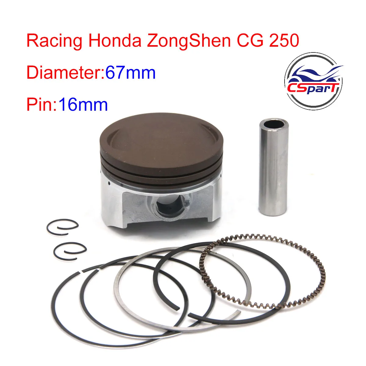 Racing CG250 67MM 16mm Piston Kit Rings Air Cooled 250 250CC  Shineray ZongShen Lifan Taotao ATV Quad Pit bike