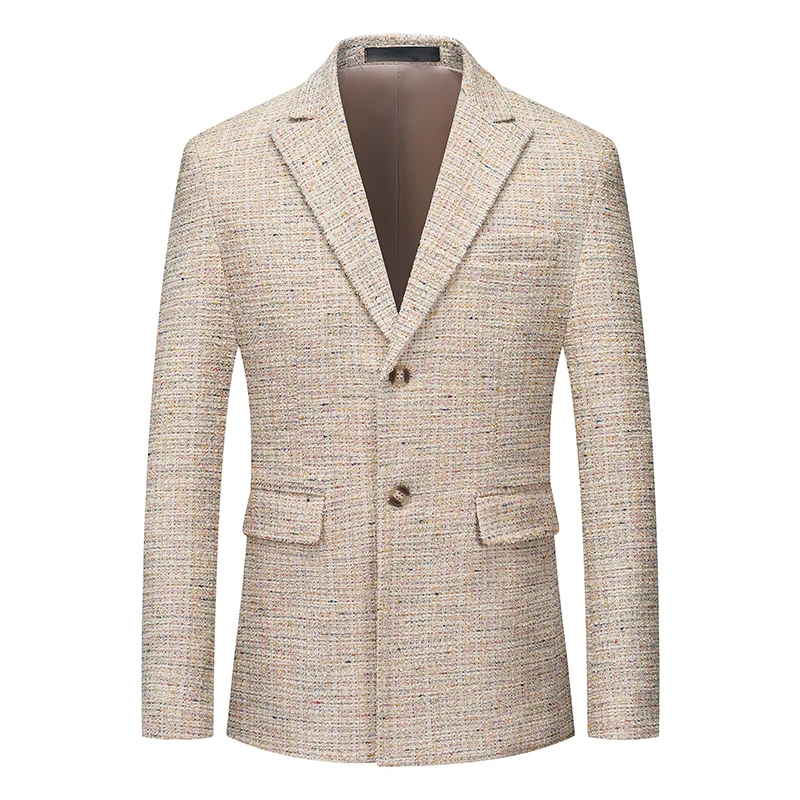

Elegant Plus Size Autumn Notched Lapel 2-Button Long Sleeve Suit for Groom Wedding Casual Slim Fit Stage Host Formal Occasions