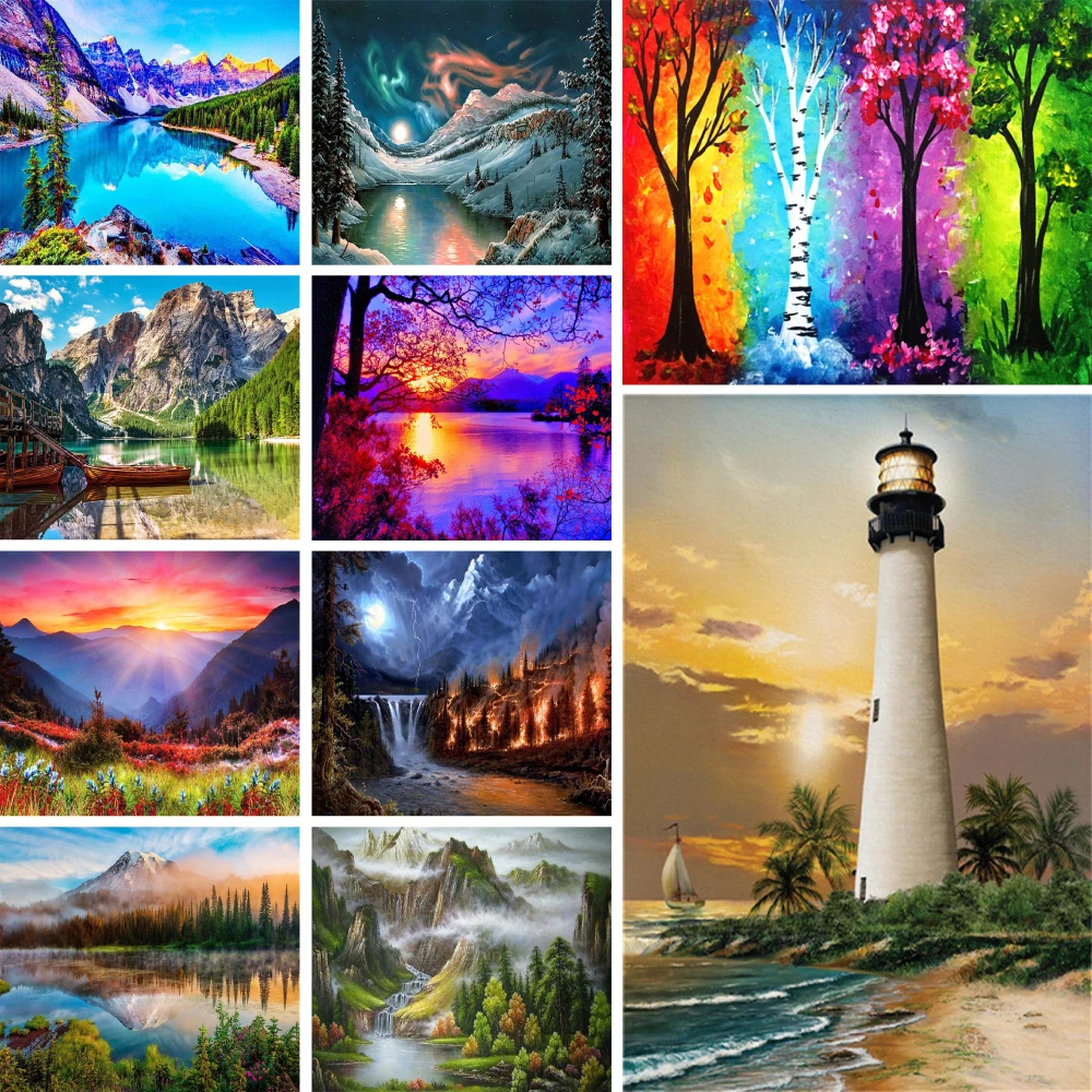 Landscape Beautiful Nature Coloring By Numbers Painting Set Acrylic Paints 50*70 Oil Painting Wall Paintings For Kids Handiwork