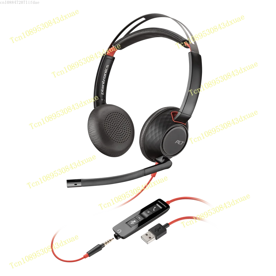 Plantronics POLY Blackwire C5220 USB-A 3.5mm Binaural Headset, Wired P/N: 207576-01 C5200 Series  Upgrade C3220 C3225