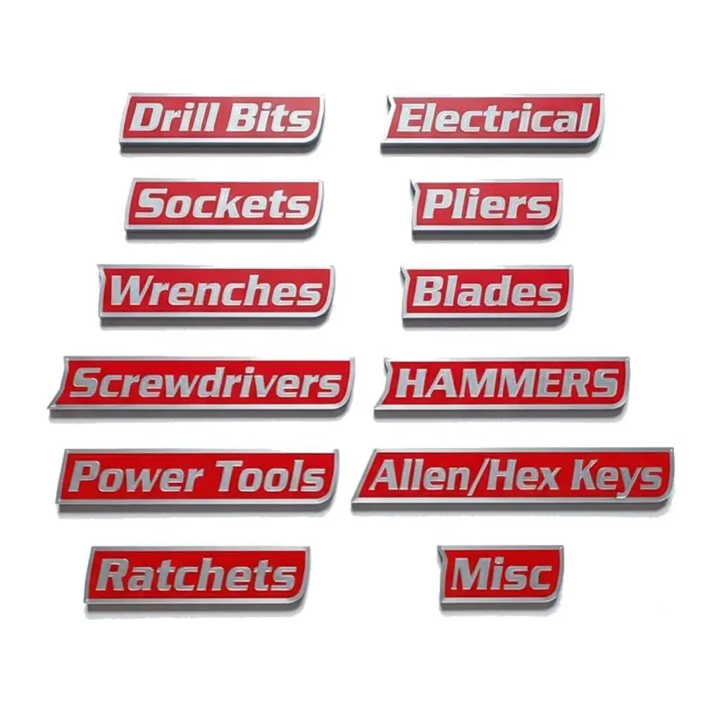 12 قطعة مجموعة ملصقات صندوق الأدوات المغناطيسي المحمول سهلة القراءة ثلاثية الأبعاد صندوق الأدوات المغناطيسي المنظم العلامات ملصقات الملحقات #6