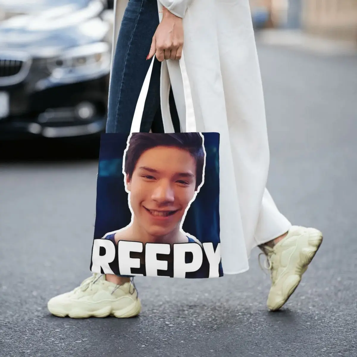 Funny EYstreem  Shopping Bags Folding Canvas The Tote Bag Women Shoulder Tote Travel Handbag