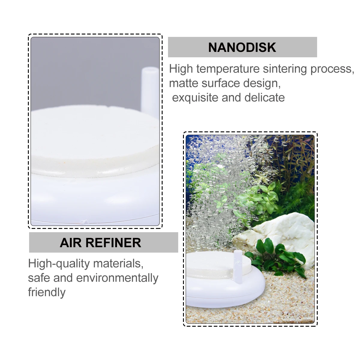 

4 pcs Bubble Stone for Fish Tank Aquarium Air Diffuser Oxygen Pump Round Ceramic S Bubbler High Dissolved Oxygen Safe