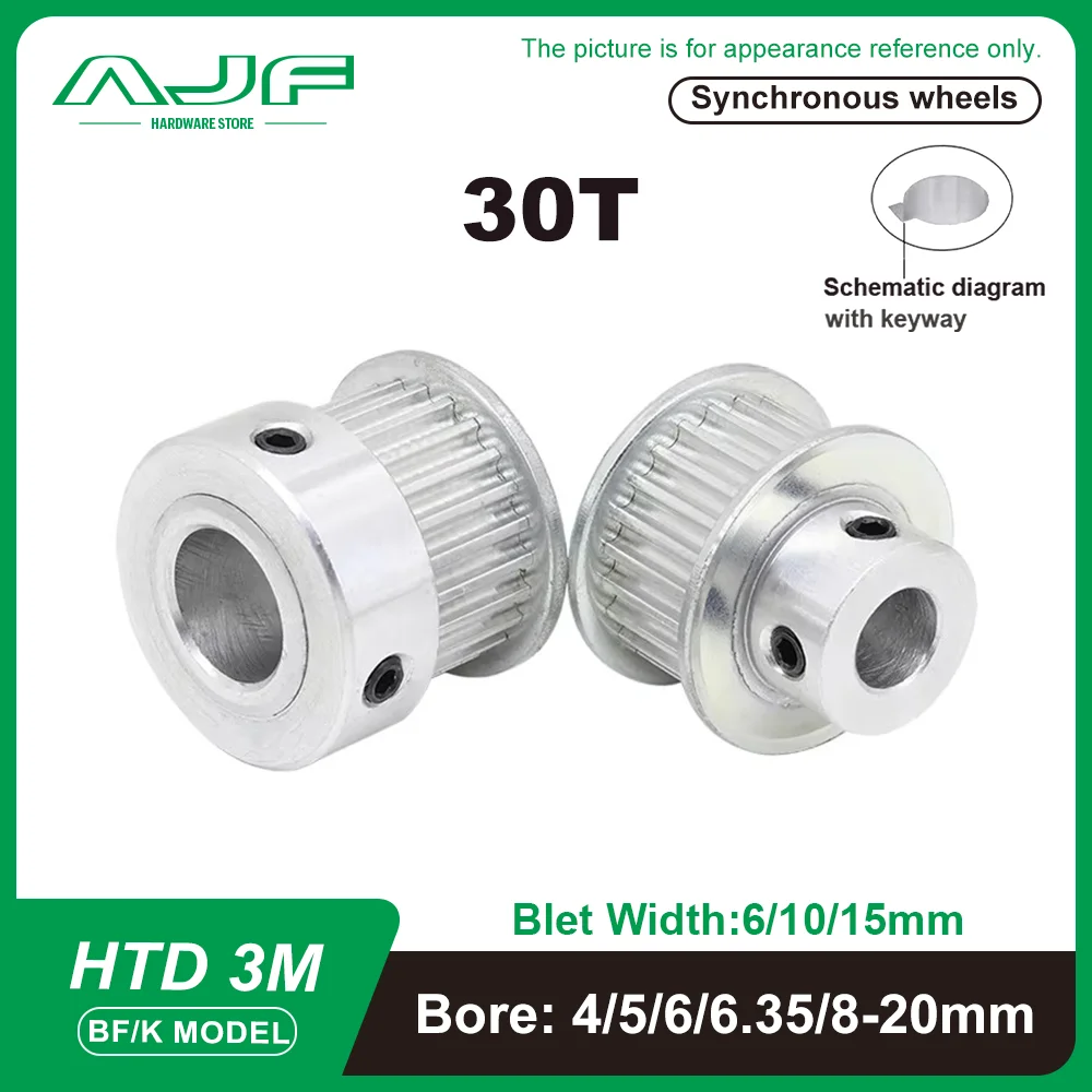 

30Teeth HTD3M Pulley AF Type 3M Timing Pulley Bore 4-20mm Belt Width 6/10/15mm HTD 3M Synchronous Wheels 30T