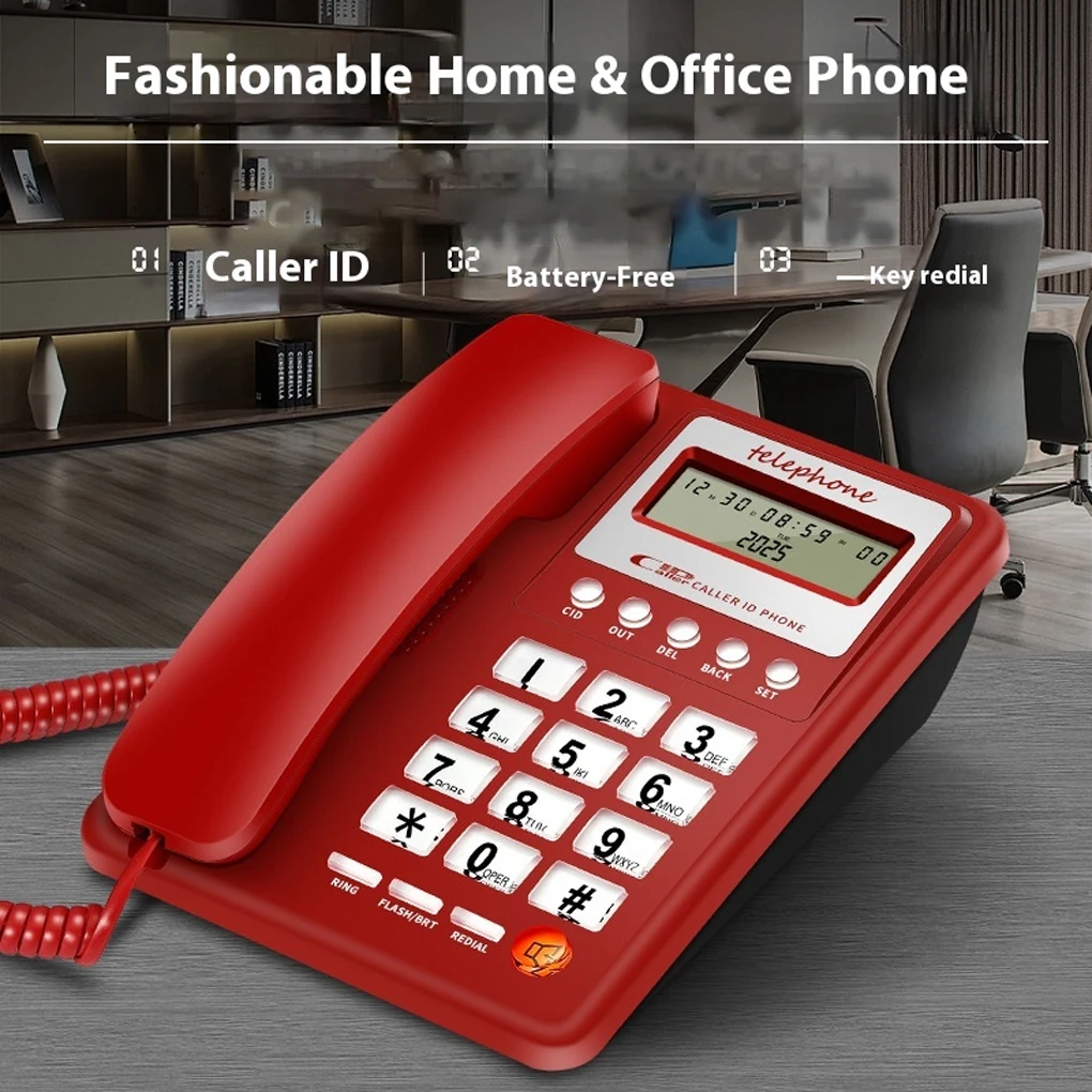 Digital Landline Phone Corded Telephone Wired Telephone for Home Hotel 8208 Corded Landline Caller ID Telephone Fixed Telephone