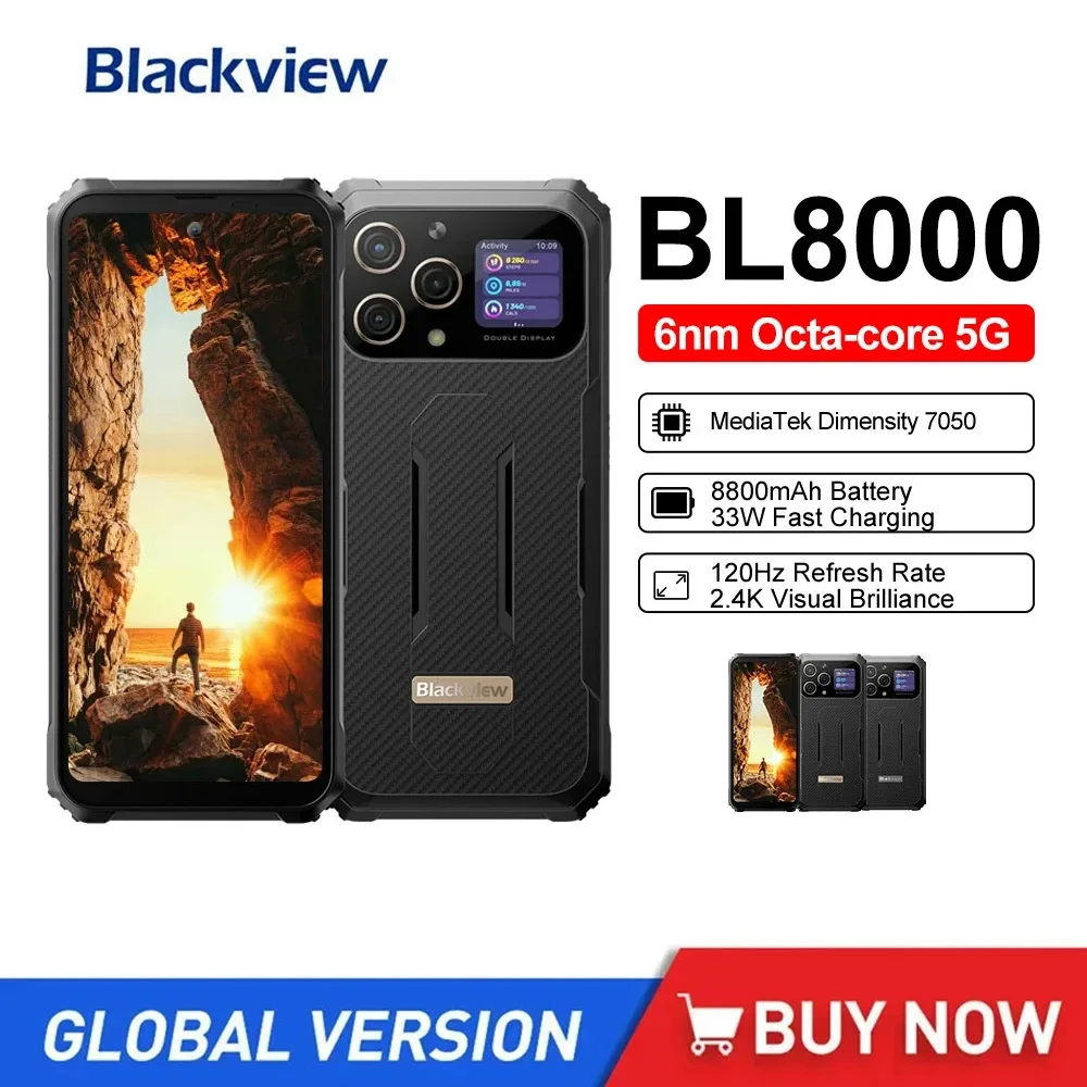 

Blackview BL8000 Rugged 5G Smartphones 6.78Inch FHD+ Octa Core 12GB+512GB Android 13 Mobile Phone 8800mAh 33W Fast Charging NFC