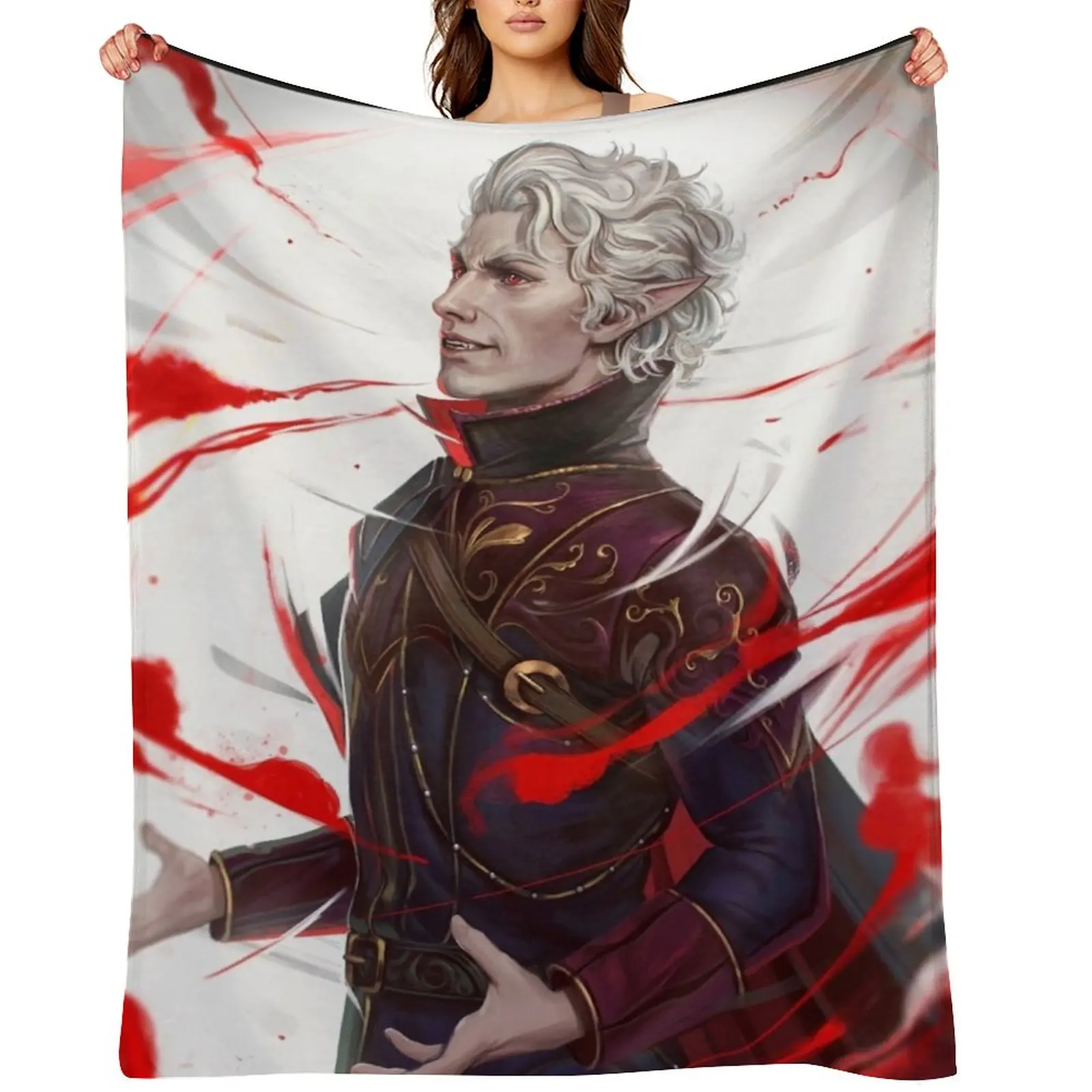 

Astarion blood Throw Blanket Luxury Throw manga Shaggy Bed linens Blankets