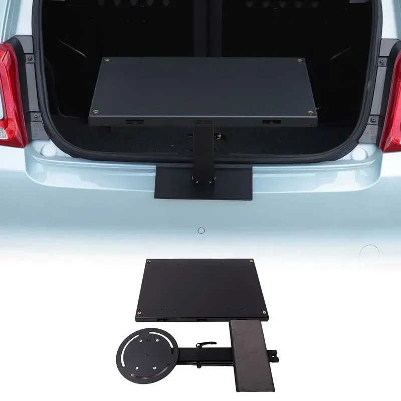 1Pcs carbon steel black For Fiat 500 2016+ car tailgate lock extension small table plate car interior modification accessories