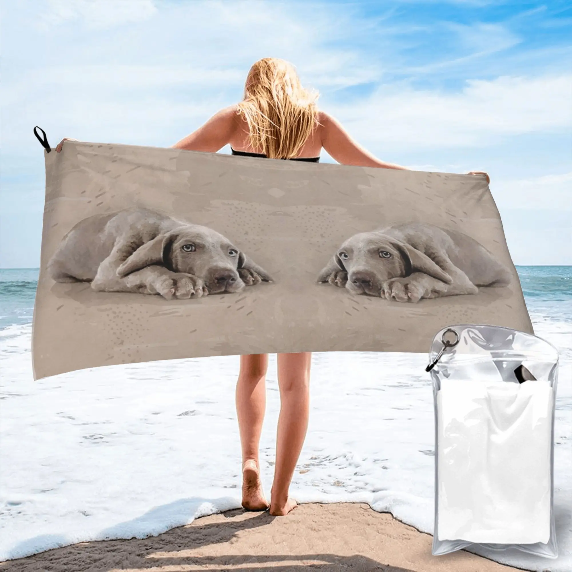 Weimaraner puppy Beach Towel Soft Microfiber Quick Dry Absorbent Quick Towels For Pool