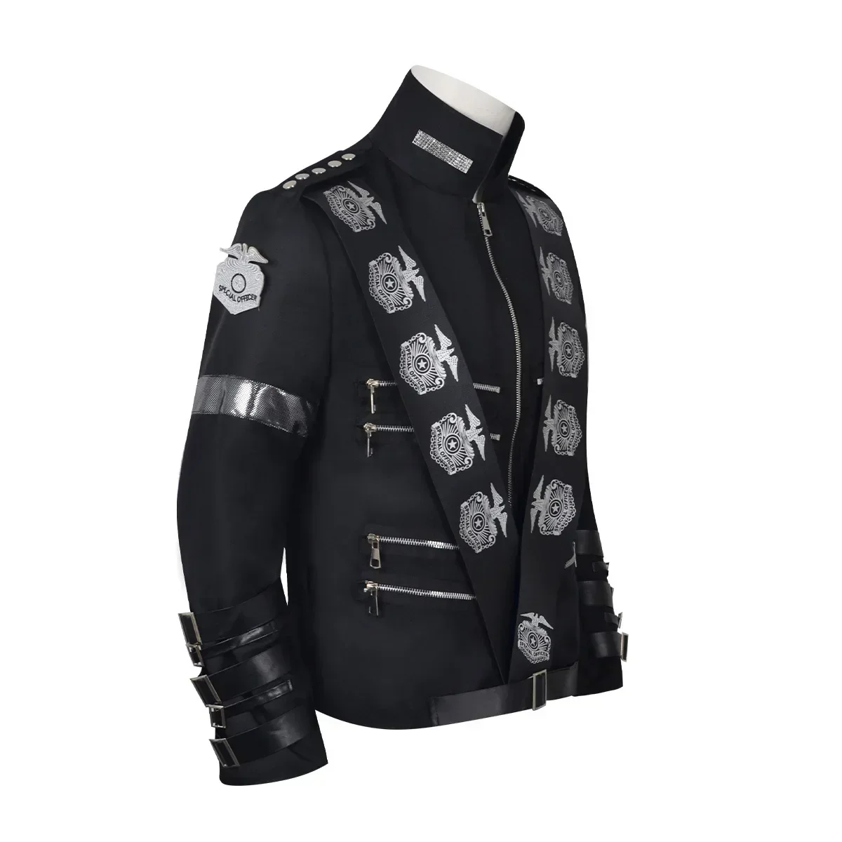 MJ Michael Cosplay Kostüme Bühnen-Superstar-Jacke Abzeichen Bänder Halloween Bühnenauftritts-Anzüge im Gleichen Stil