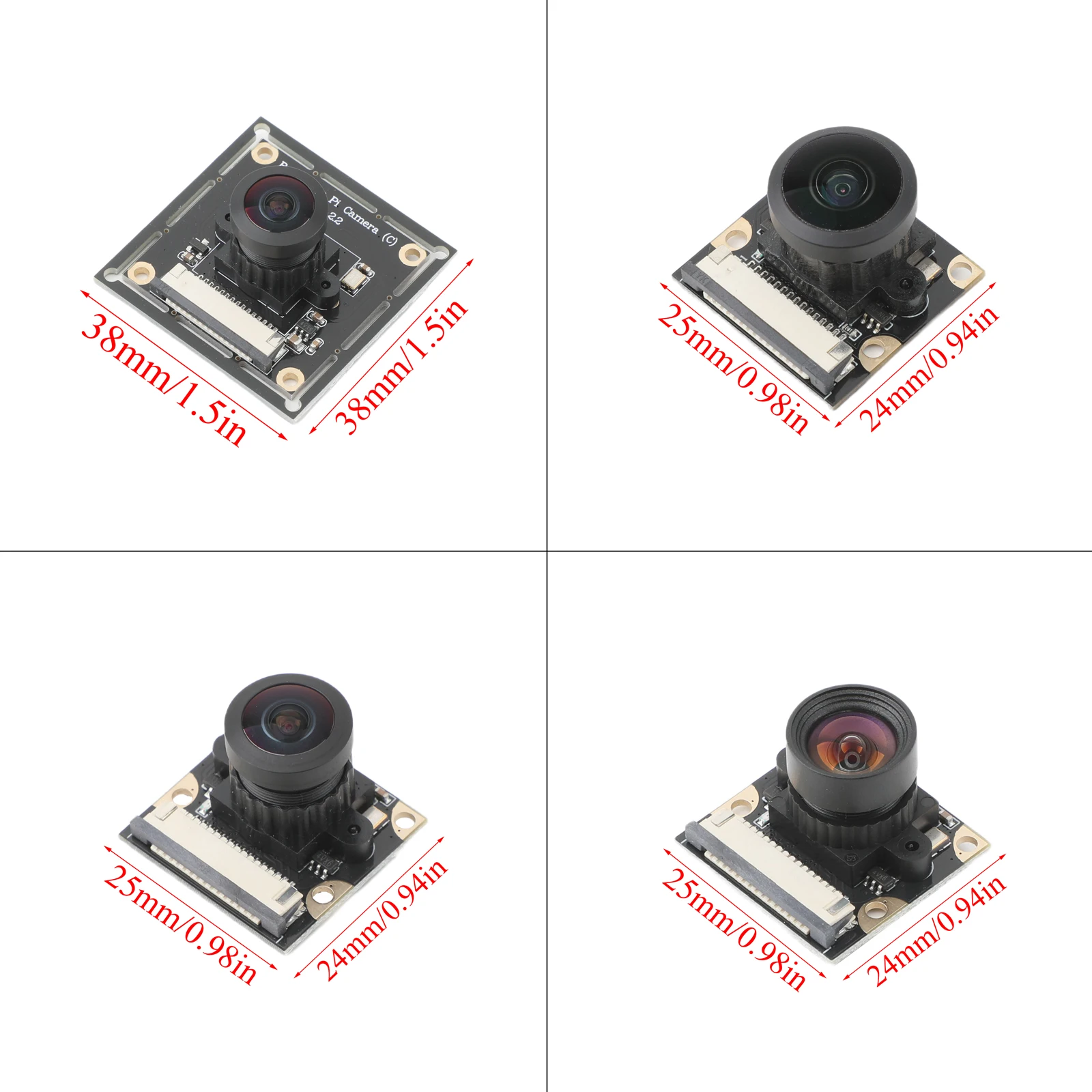 Raspberry Pi Day/Night Vision HD 100°/160°/222° 5MP Wide Angle Webcam Module with IR Fill Light for Raspberry Pi 4B/3B/2B