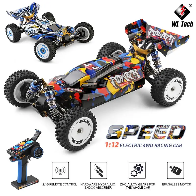 New WLtoys 124007 124017 1:12 Brushless RC Car 4WD 75KM/H One Hand 2.4G Remote Control Racing Off-Road Drift Toys Boys Kids Gift