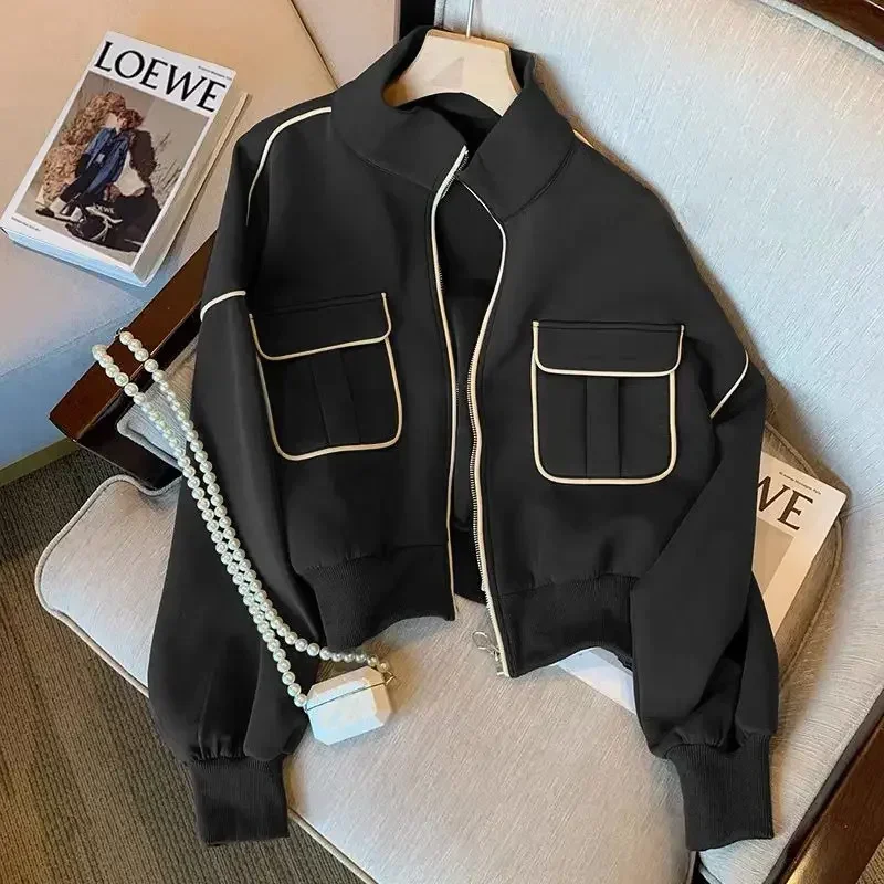 

Autumn New Women's Bomber Jacket Harajuku Streetwear Casual Basic Coat Women's Stand Collar Zipper Baseball Jacket Female 2024