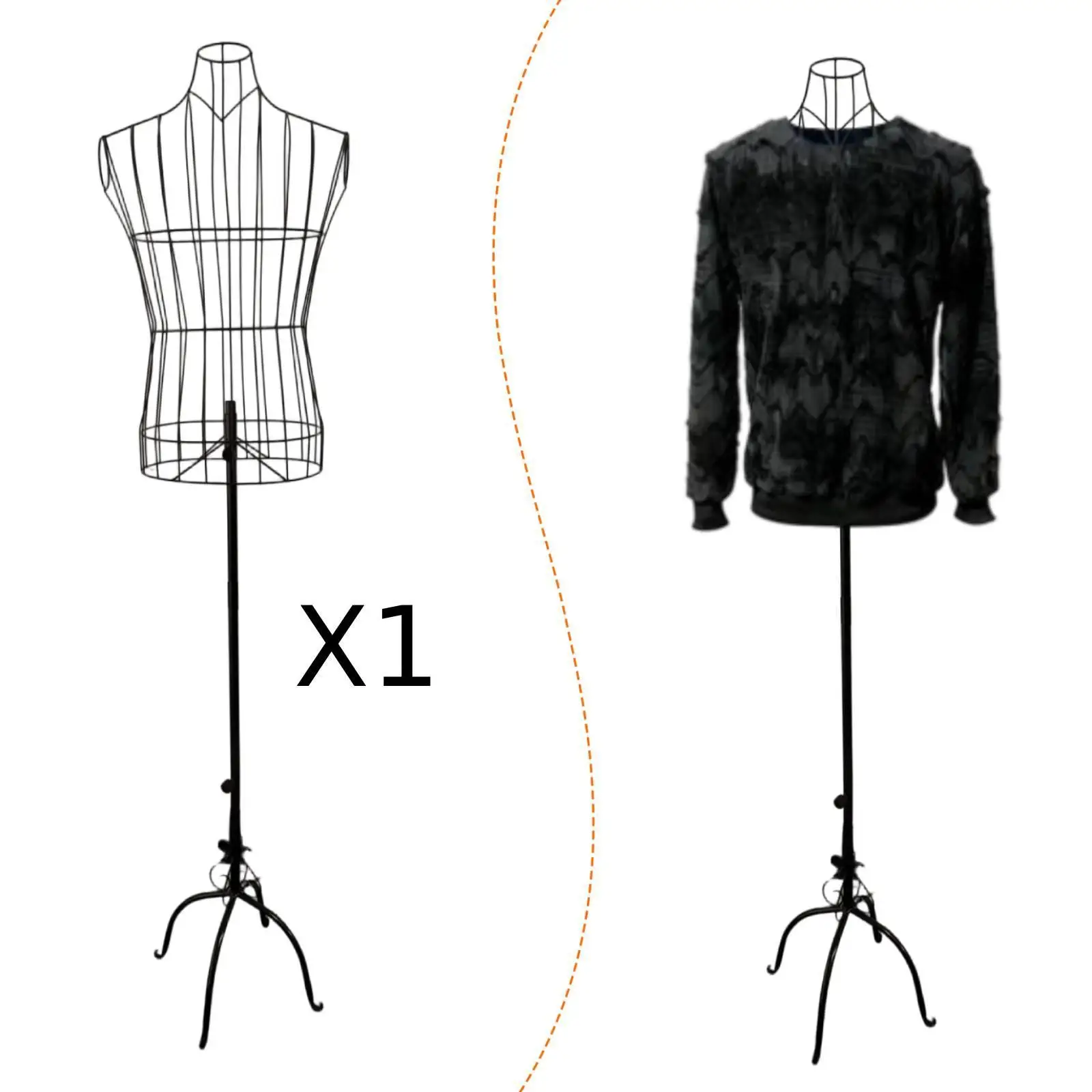 Female Wire Dress Form Mannequin Compact Stable Iron Stand for Wedding Attire and Retail Display