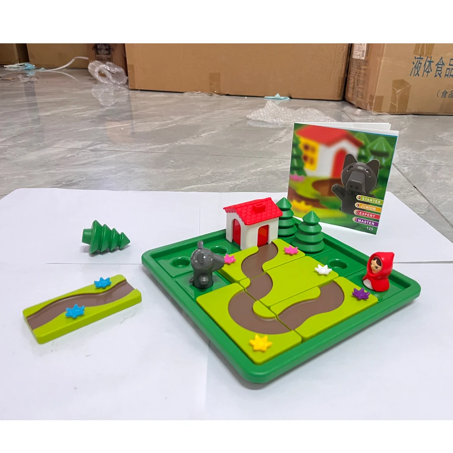 작은 돼지 보드 게임 유아 논리 퍼즐 게임 60가지 도전 문제 교육용 동화 퍼즐 어린이 테이블 게임 장난감