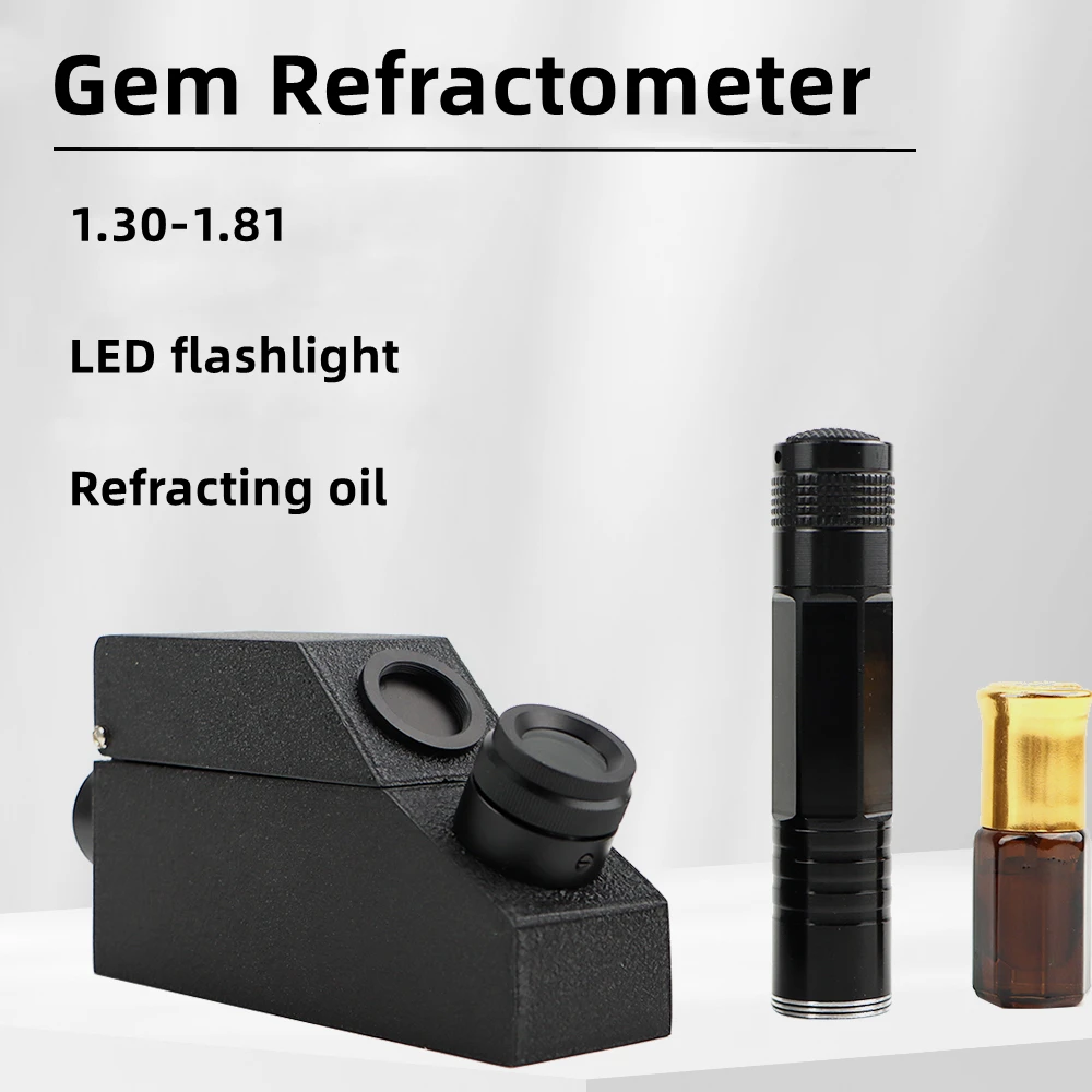 RHG 1.30-1.81 Gemstone Refractometer Jewelry Emerald Zircon Testing Tool With LED Flashlight Double Refractometer Professional