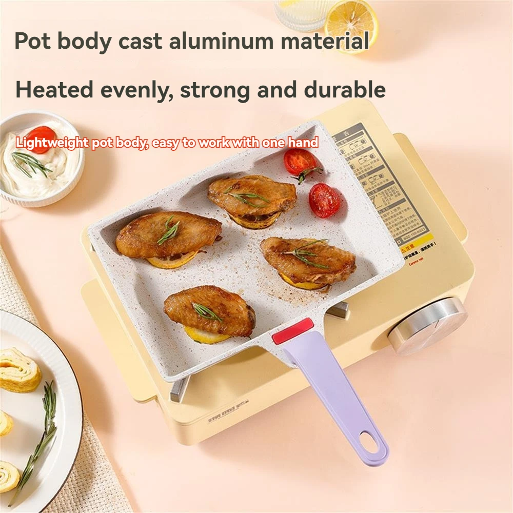 Breakfast Pot Wheat Rice Stone Nonstick Household Rectangular Omelet Smokeless Tamago-yaki Pan(22 CM)