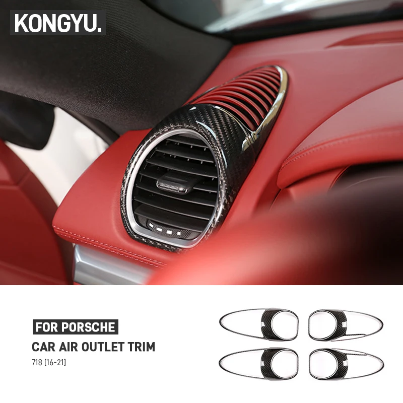 

Real Carbon Fiber Car Central Console Dashboard Air Vent Outlet Side Air Outlet Decorative Frame Trim For Porsche 718 2016-2021