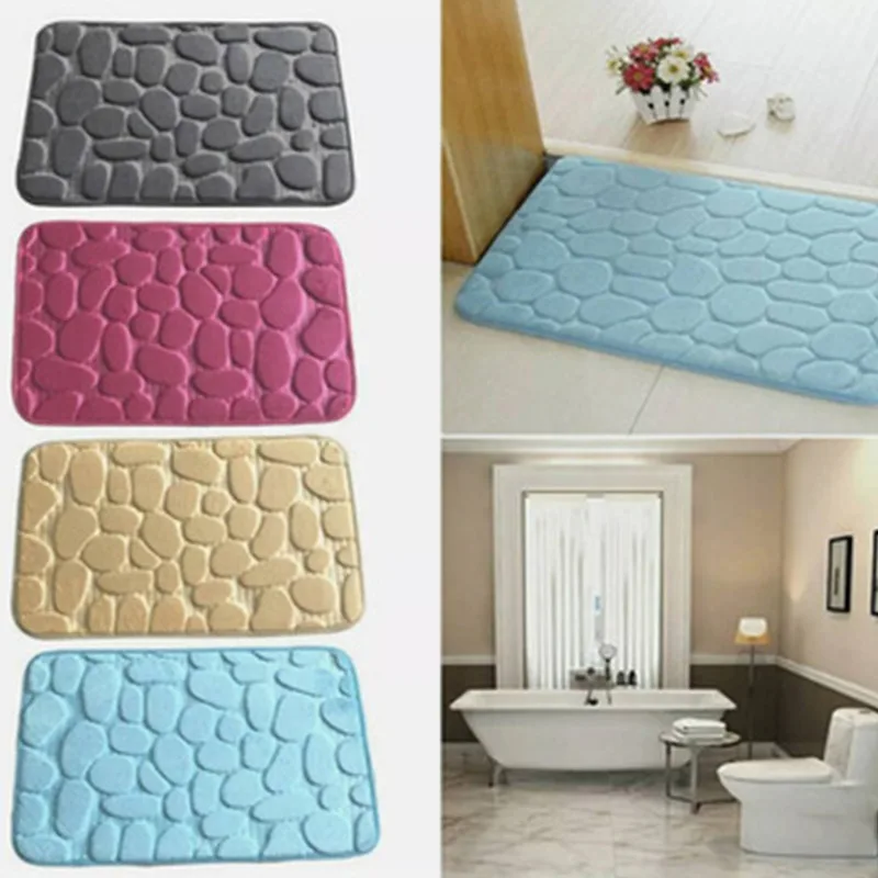 Cobblestone Embossed Bath Mat Non-slip Bathroom Carpets In Wash Basin Bathtub Side Floor Rug Shower Room Doormat Memory Foam Pad