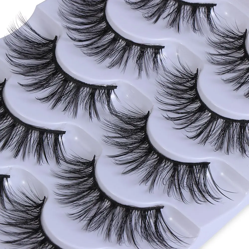 5 Pairs Handmade Fluffy Multilayers Multi-styles Wispy Flared Criss-cross 3D Faux Mink Hair Eye Lash Extension False Eyelashes