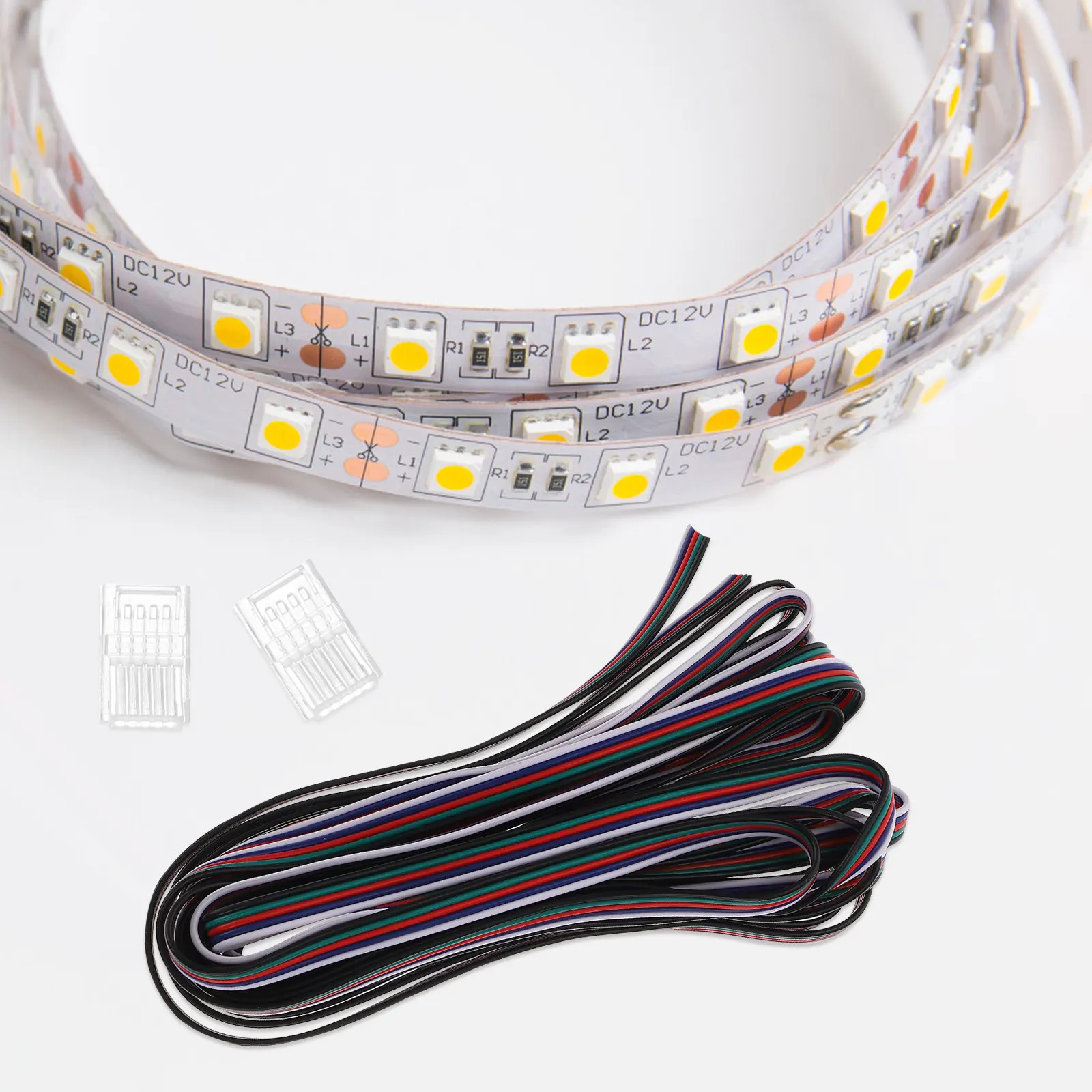 10Pcs Rgb LED Strip Connector 4 Pin 10mm Solderless Easy Install LED Light Connectors for Strip Lights Rgb Connector