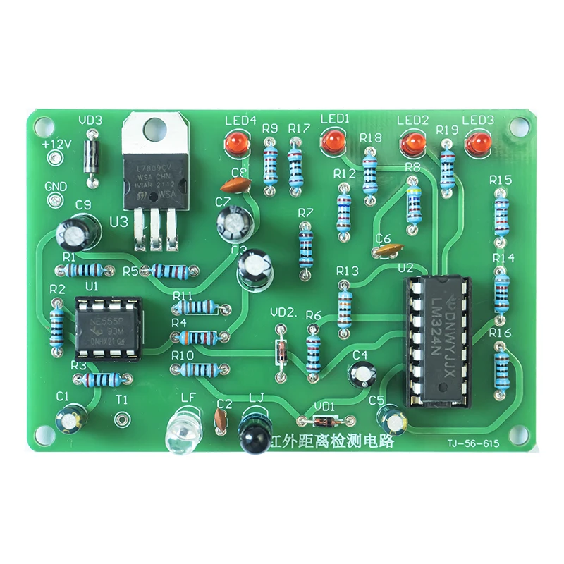 Infrared Distance Detection DIY Electronic Kit Assembly and Soldering Set for Making Printed Circuit Boards