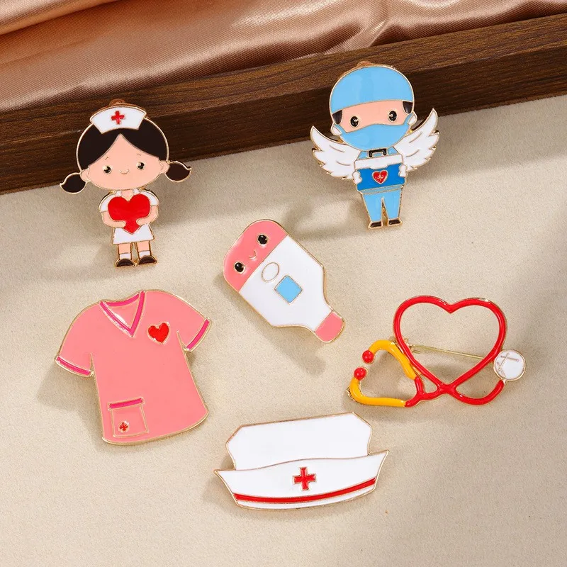 Cute Cartoon Medical Collection Enamel Brooch Creative Stethoscope Thermometer Lapel Pin Badge Backpack Clothing Hat Accessories