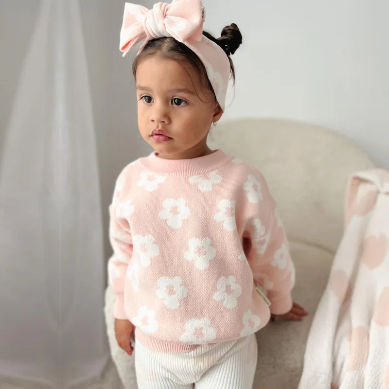 Girls Sweater Cotton A-class Baby Pullover Knitted Sweater Spring and Autumn Base Knitted Sweater Top