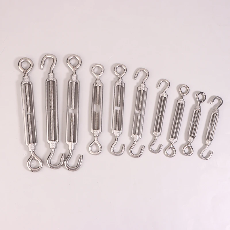 1Pc 304 Stainless Steel OC/OO/CC Type M4 M5 M6 M8 Adjust Chain Rigging Hooks Eye Turnbuckle Wire Rope Tension Device